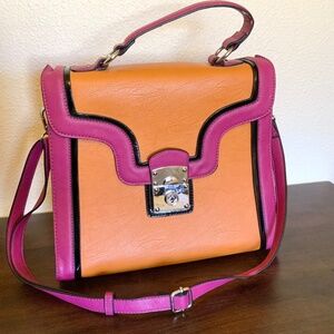 Poppie Jones Leather Bag Orange and Pink